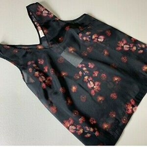 *NEW! V NECK SEMI SHEER TANK TOP BLOUSE SIZE SMALL BLACK RED